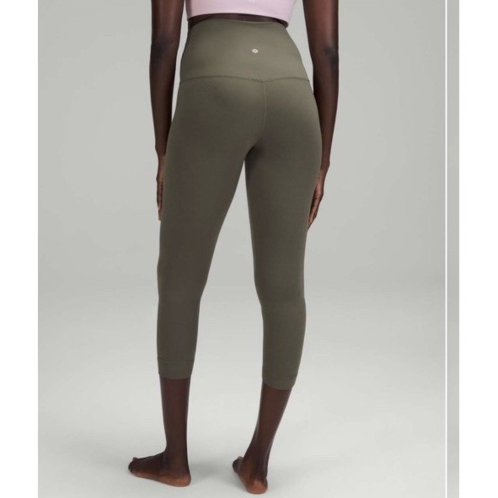 Army Green Lululemon Align 21" High-Rise‎ Crop Leggings